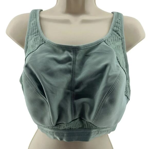 Glamorise No-Sweat Mesh Sports Bra Wirefree Jade Womens Size 38DD - Picture 2 of 7